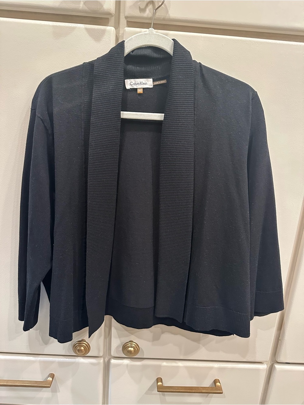 Calvin Klein Black Open-Front Draped Cardigan